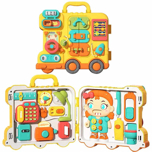 Montessori Sensory Busy Board – Music, Lights & Life Skills