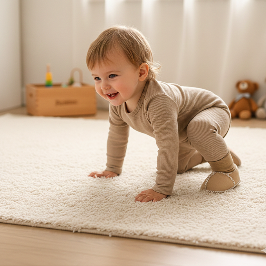 Lined baby winter sock shoes in suede look