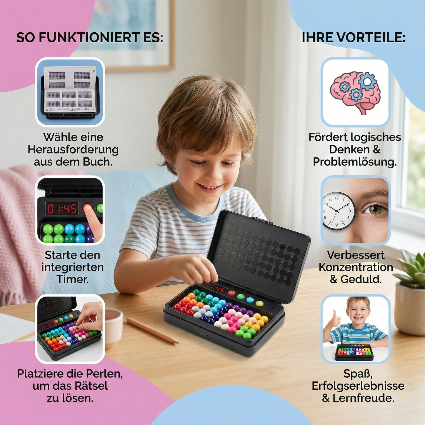 Logic puzzle game for children – 500 puzzles with timer